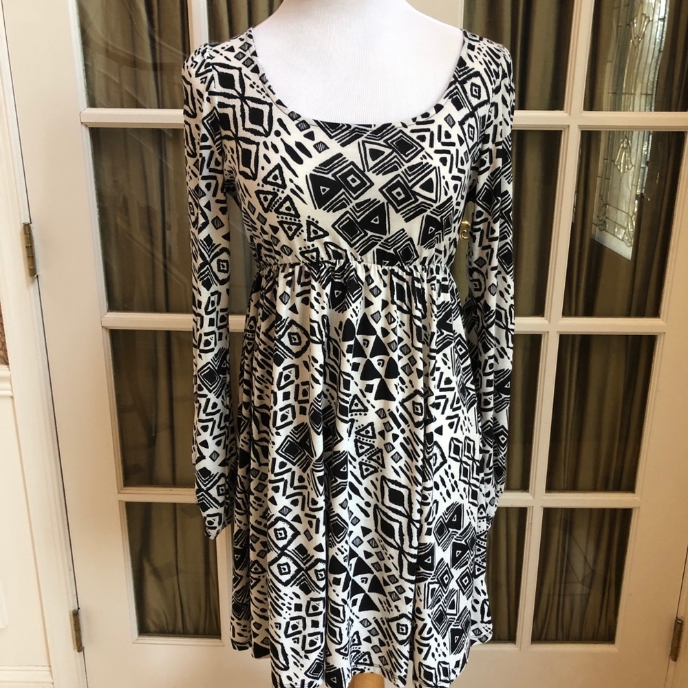 Boho Babydoll Delias Black & White Patterned Dress